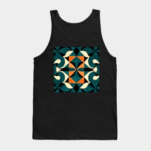 Black, Blue, White, and Orange, Textured Pattern - Geometric Design Tank Top